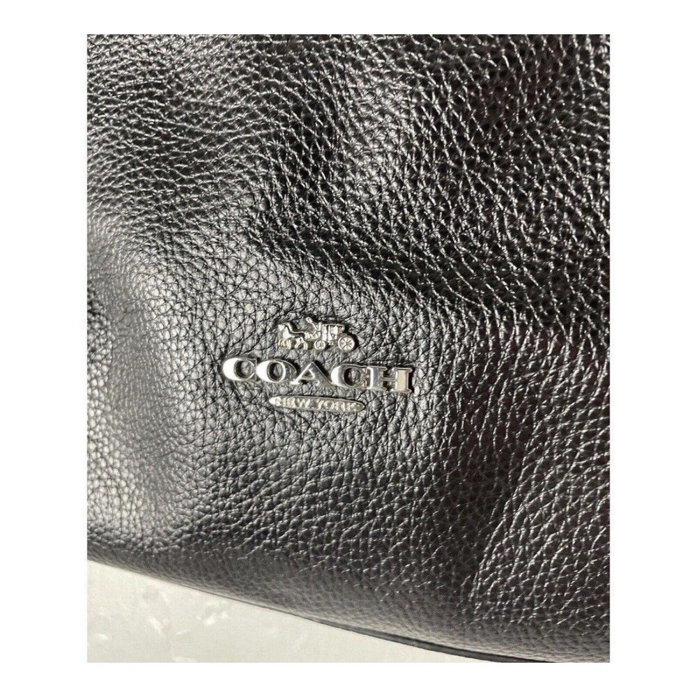 Coach Hallie Pebble Leather Shoulder Bag - Black/Chrome F80268 Soft Leather - Picture 3 of 12